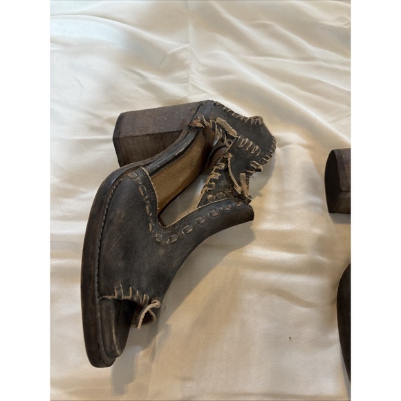 Farylrobin Loki Full Leather Chunky Heel‎ Sandal Womens Size 7.5 Gray Black - Picture 7 of 11